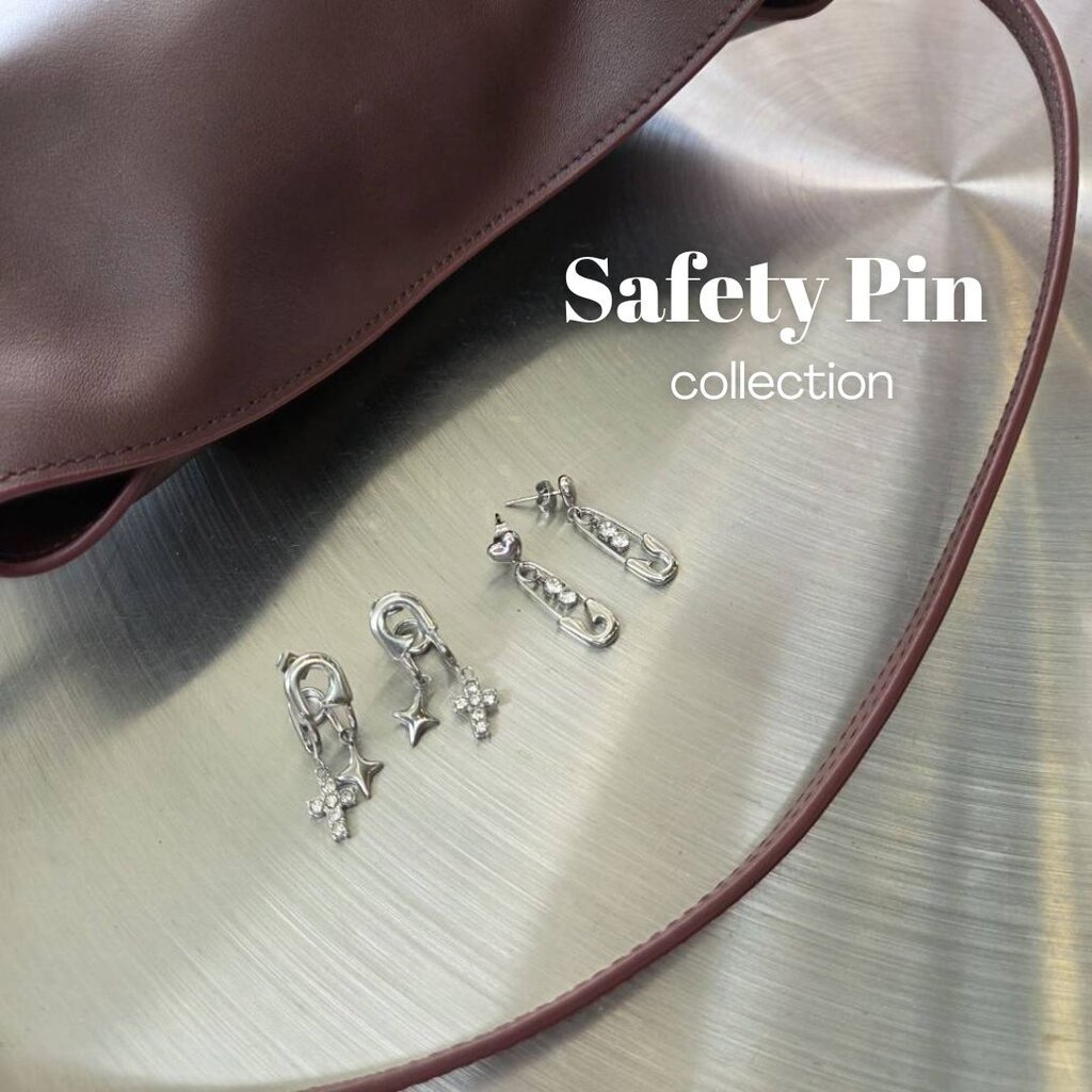 (WELRY.acc) พร้อมส่ง ต่างหูเข็มกลัด รุ่น safety pin
