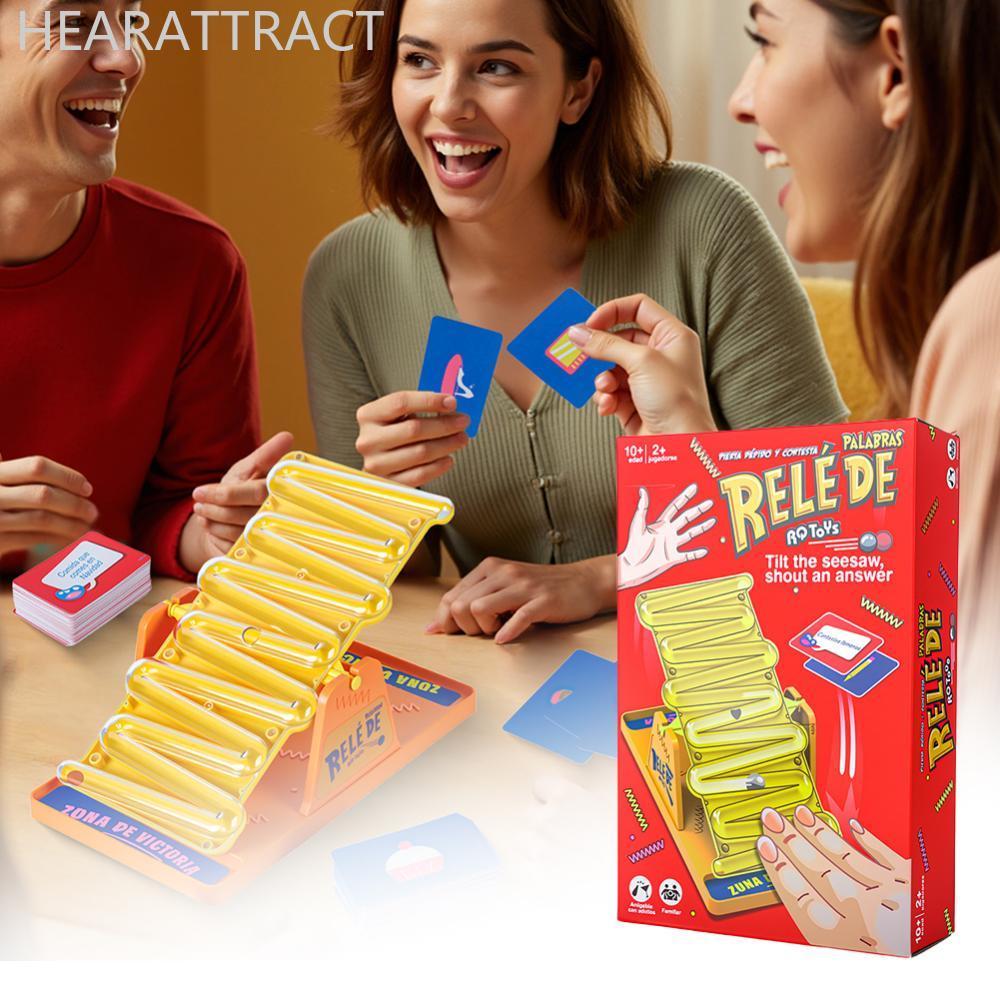 HEARATTRACT Seesaw Dueling Game Tumbling Marbles Question Cards Interactive Game Fast-Paced Action &