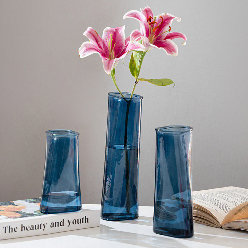 8. แจกันแก้วรูปไข่เส้นผ่าศูนย์กลางขนาดใหญ่การจัดดอกไม้ความรู้สึกระดับไฮเอนด์อินสไตล์โปร่งใสไฮโดรโปนิ