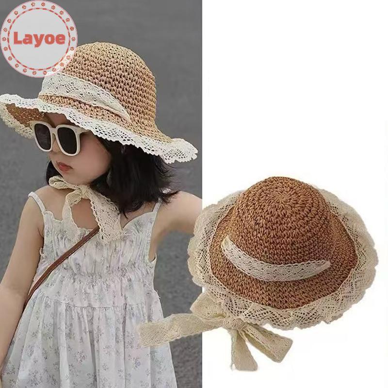 เลย์ ฤดูร้อนเด็กวันหยุดชายหาดหมวกฤดูร้อนลูกไม้หมวกฟางเด็กพ่อแม่และลูกฤดูใบไม้ผลิและฤดูใบไม้ร่วงอาทิตย์หมวก ไทย