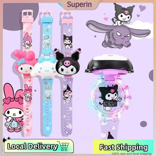 SuperIn นาฬิกาการ์ตูน Cinnamoroll มีเสียงเพลงและไฟสว่าง เหมาะสำหรับเด็กนักเรียน