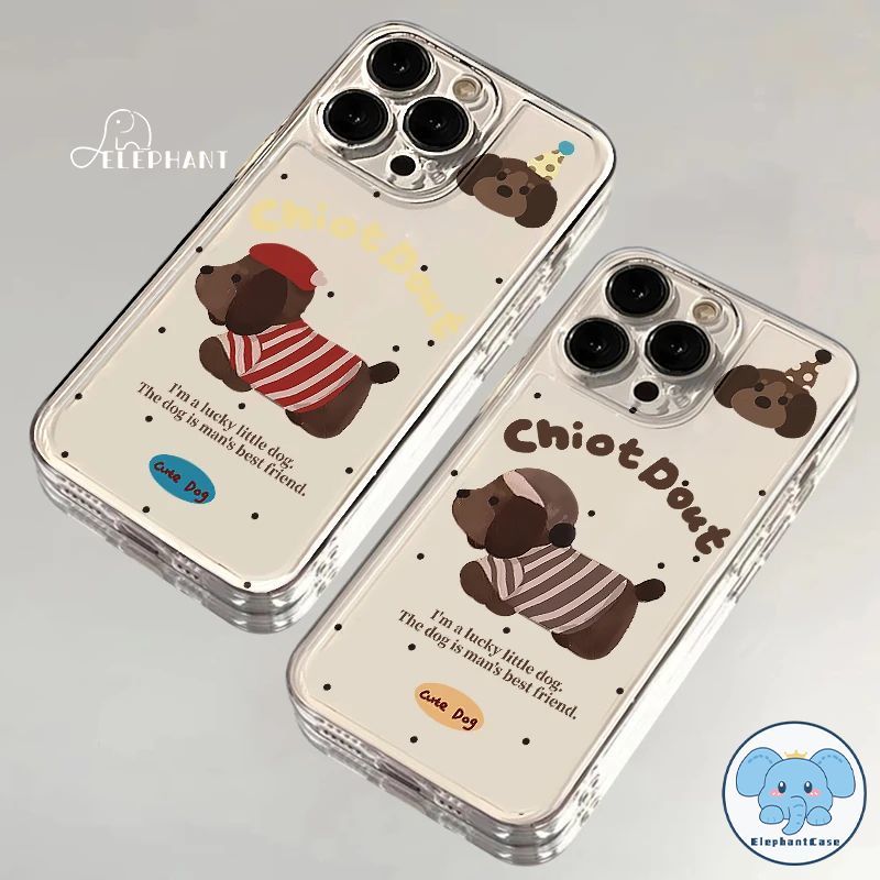 สำหรับIPhone 11 air 16 17 15 13 12 14 Pro Max X XR XS Max 16 14 15 7 8 Plus SEเคส TPU ใสนุ่ม ลายลูกสุนัขดัชชุนด์น่ารัก