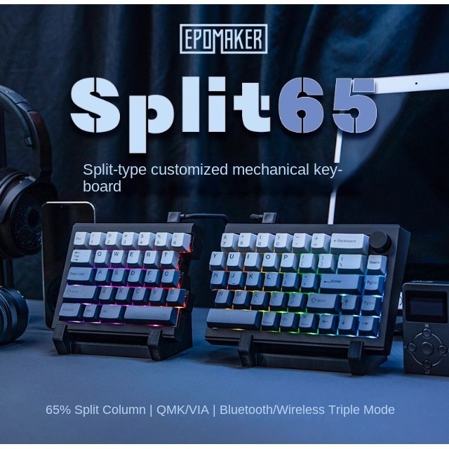EPOMAKER Split65 คีย์บอร์ดเชิงกลปุ่ม QMK/VIA สามโหมดแบบกําหนดเอง