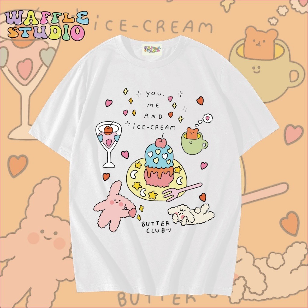 [ ส่งฟรี 🔥 ] WS1469 เสื้อยืดโอเวอร์ไซส์ ผ้าคอตตอน  เสื้อยืดเกาหลี เสื้อยืด  WAFFLE STUDIOS-5XL