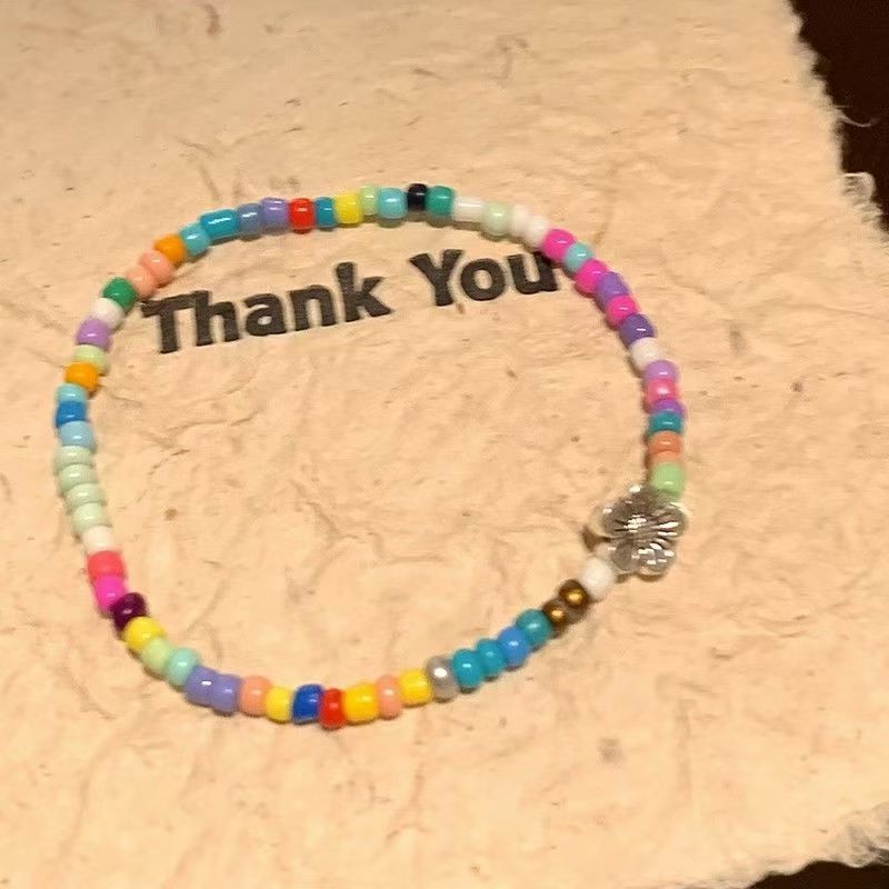 สร้อยข้อมือ  หน้ายิ้มดอกไม้ ลูกปัดหลากสี สไตล์เกาหลี เวลาว่าง เครื่องประดับแฟชั่น COD - รูปที่ 5