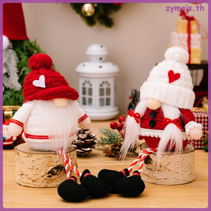 2 ชิ้นคริสต์มาส Gnome ตุ๊กตาเดสก์ท็อปตกแต่ง Gnome คริสต์มาส Gnome ถัก Gnome เครื่องประดับ zymais