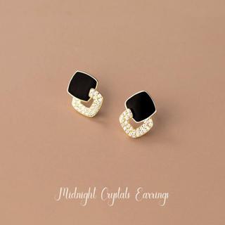 Midnight Crystals Earrings ต่างหูเงินแท้ S925 [MERCELO]
