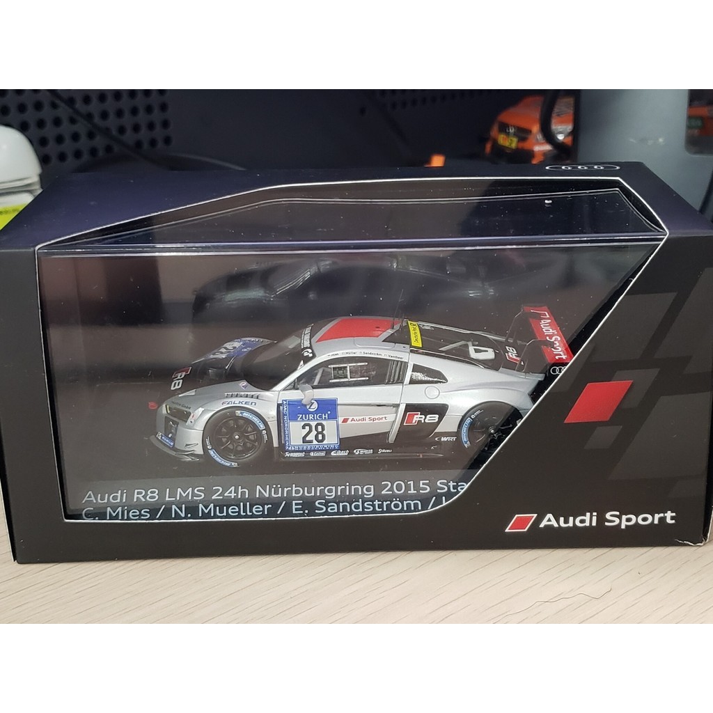 $㊋1: 43 r8 lms 2015 Champion gt3 Audi Original Factory spark Car รุ่น nurburgring 24 ชั่วโมง 2015 Ch