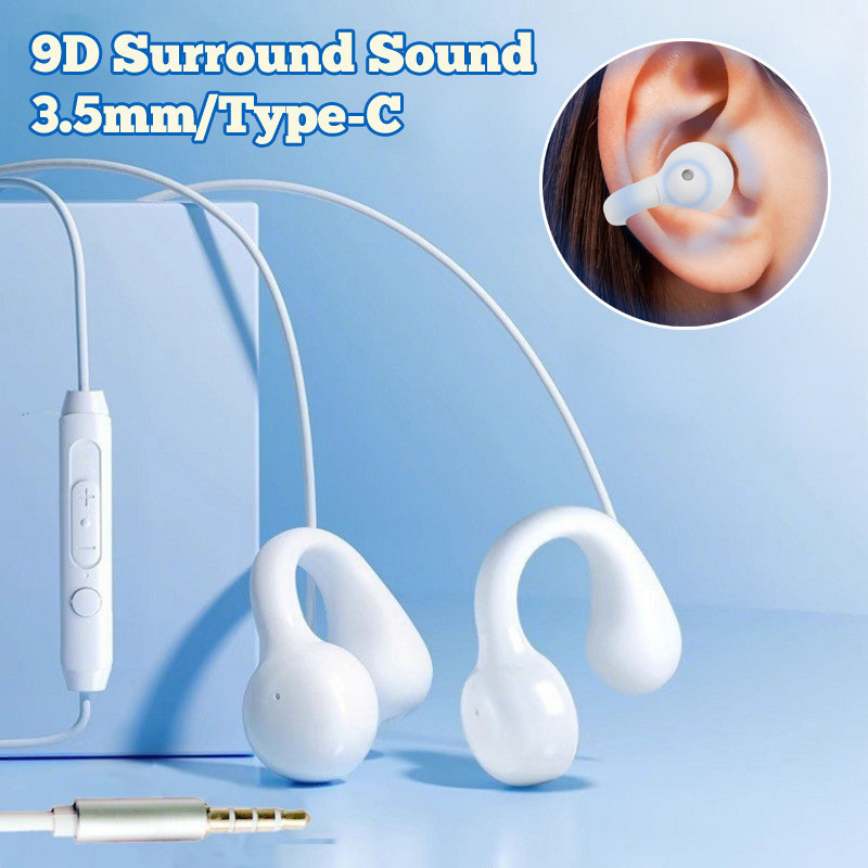 หูฟัง Clip-On แบบมีสาย Non-In-Ear - หูฟัง Long-Wearing Type-C และ 3.5 มม. พร้อมไมโครโฟนเข้ากันได้กับ