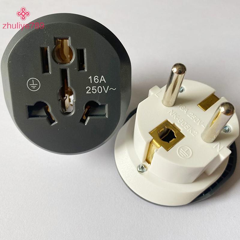 <zhuliye789> 1PCS EU ปลั๊กอะแดปเตอร์ Universal 16A USto EU converter ซ็อกเก็ต AU US UK CN To EU Nice