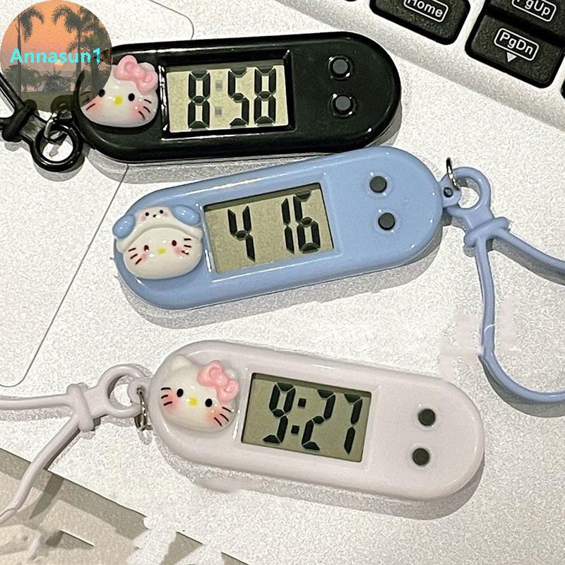 Annasun Hello Kitty นาฬิกาอิเล็กทรอนิกส์พวงกุญแจมินิ ออกแบบสำหรับนักเรียน หน้าปัดดิจิตอลLED รูปทรงรี