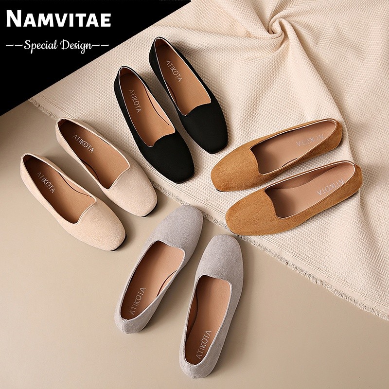 NAMVITAE รองเท้าคัชชูผู้หญิงแฟชั่นสวมใส่สบายทนทานน้ำหนักเบา