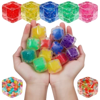 5 ชิ้นที่มีสีสันสแควร์ลูกปัดองุ่นความเครียดบรรเทา Ball Squishy Fidget Sensory ของเล่นสําหรับเด็กผู้ใหญ่ตลก Vent ความวิตกกังวลบรรเทา Squishy ของเล่น
