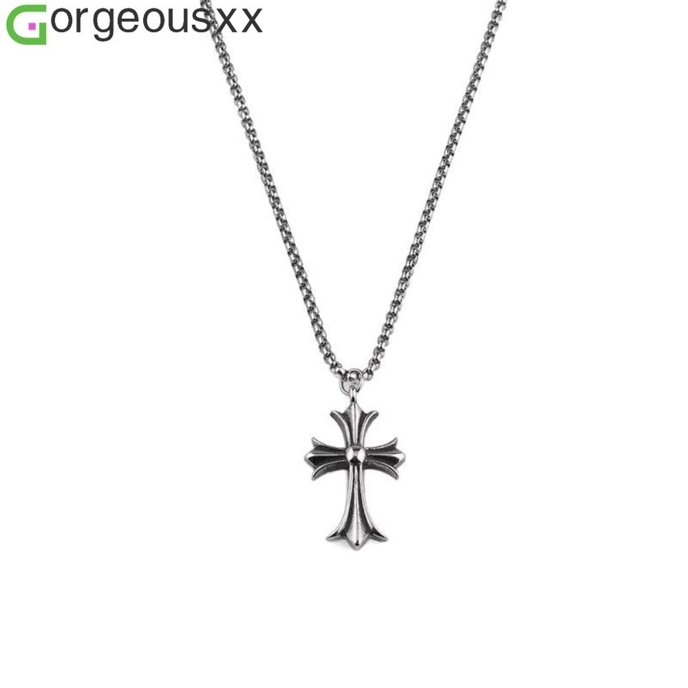 จี้สร้อยคอดีไซน์ Punk Flame Cross สไตล์ Hip Hop และ Goth สำหรับทั้งผู้หญิงและผู้ชาย