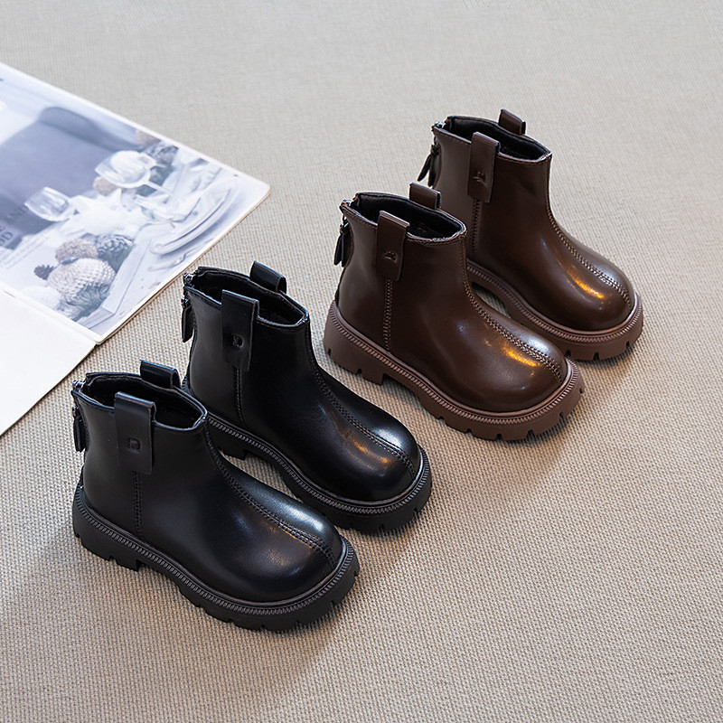 รองเท้าแฟชั่นฤดูใบไม้ร่วงสำหรับเด็กหญิง แบบมาร์ติน หนังแท้ พร้อมสต็อก - รูปที่ 4