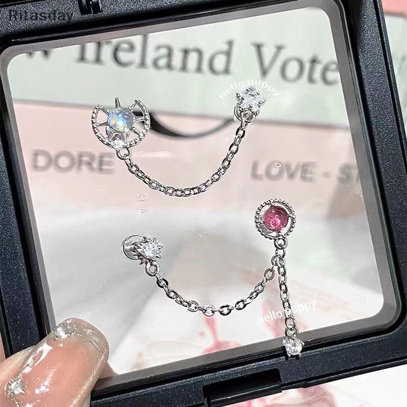 Ritasday 1PC/1 ชุดน่ารัก Puppy Paw Zircon หูกระดูกเล็บ Studs ใหม่แฟชั่นหรูหราสไตล์เครื่องประดับหูสําหรับผู้หญิง Y2K ต่างหูของขวัญใหม่ - รูปที่ 3