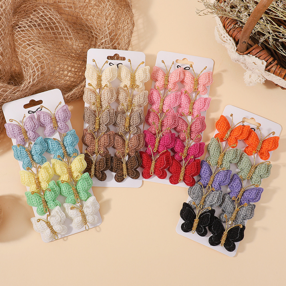 คลิปผมและกิ๊บผมสำหรับเด็กทารกแบบแฮนด์เมด รวมมินิผีเสื้อ Krochet 10 ชิ้น