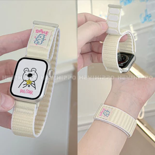 น่ารักการ์ตูน Nilongshan รูปแบบสายคล้องคอเหมาะสําหรับ iwatch 11/SE3/10/9/8/7/6/5/4/3/2/1 สาย Velcro เหมาะสําหรับ 49/46/45/44/42/41/40/43 มม.