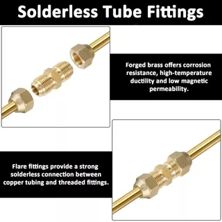 ข้อต่อต่อท่อ SUTEE, 1/2 "1/4 "3/8" ขั้วต่อทองแดงตรง, พร้อมถั่ว Flare อุปกรณ์ HVAC เครื่องทําความเย็นเครื่องปรับอากาศ