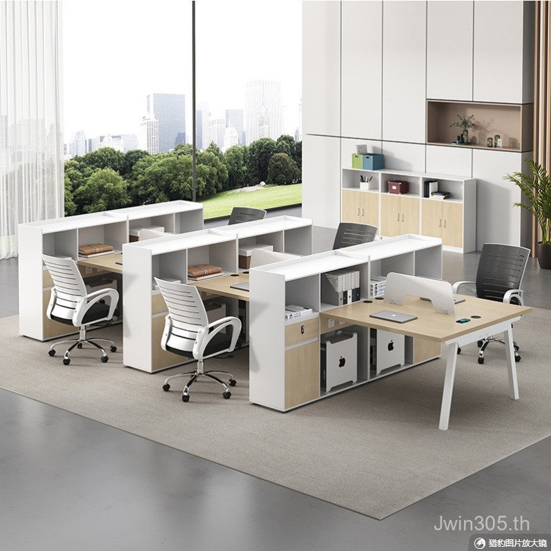 Modern Office 4 Staff 6-Person Card Holder ตาราง/โต๊ะ Simple โต๊ะเก้าอี้/2-Bit Combination Staff ตาร