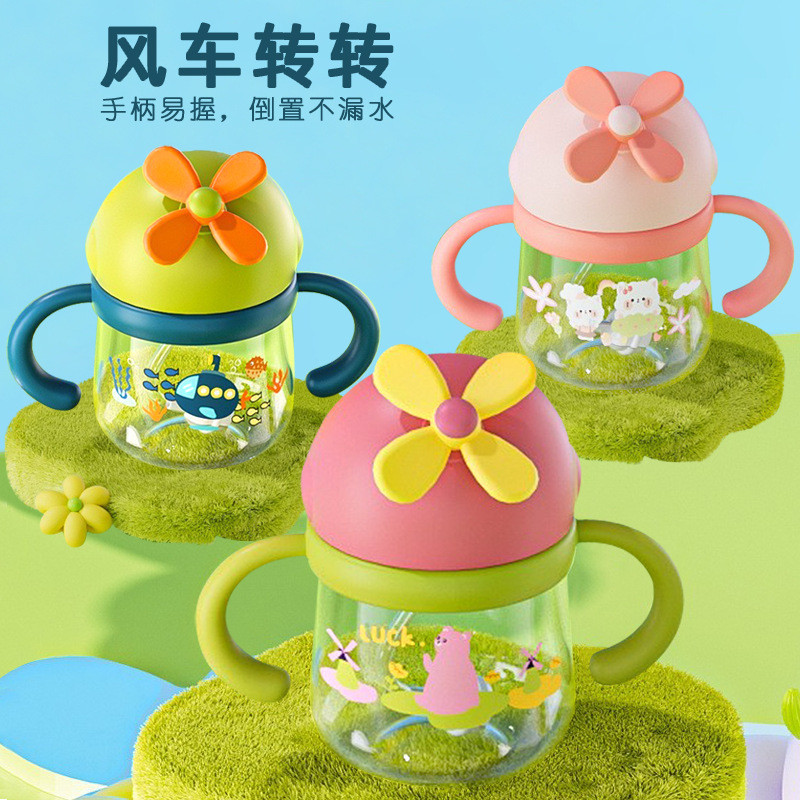 Little Naughty Cute Childlike Carrier Straw Cup Baby Straw Cup Drinking Cup tritan Food Material [yf