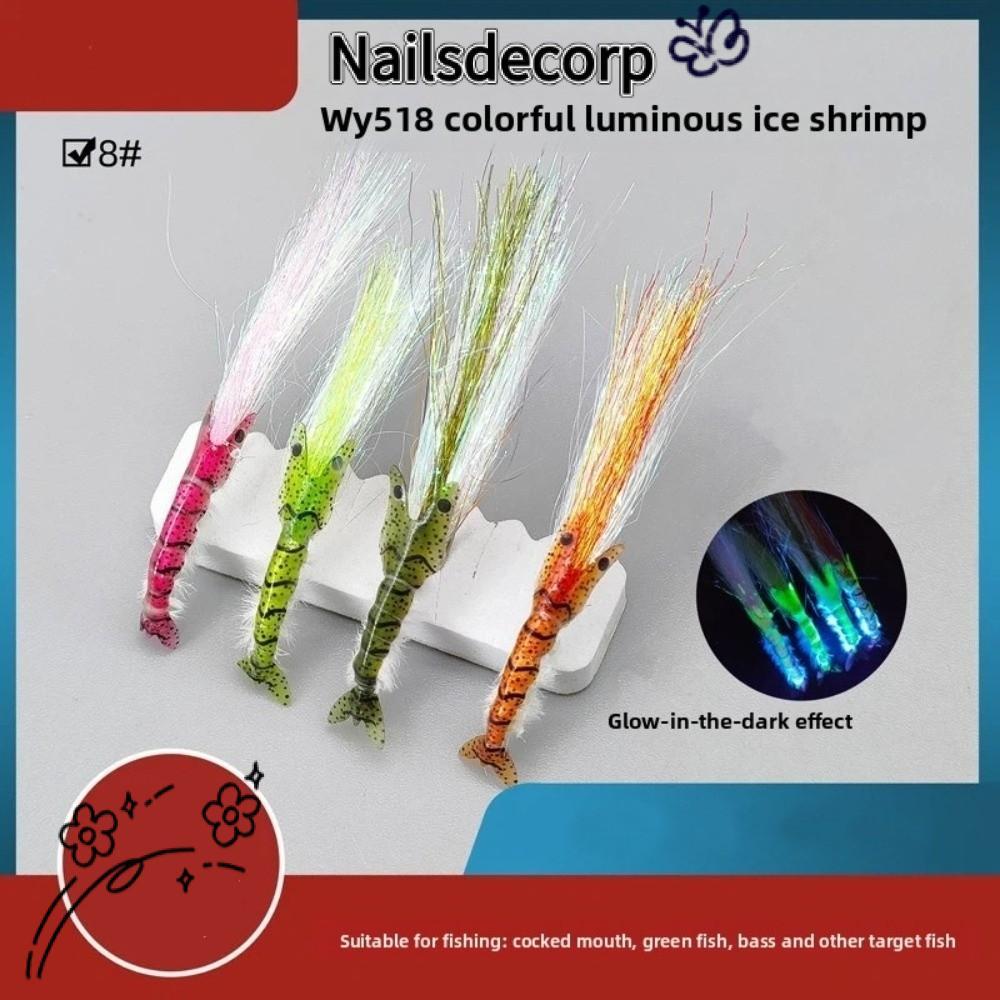 Ice Dubbing Wing กุ้ง Fly สำหรับตกปลาทะเล พร้อม Hook Dubbing วัสดุ Scuds Fly ขนาด 8 #