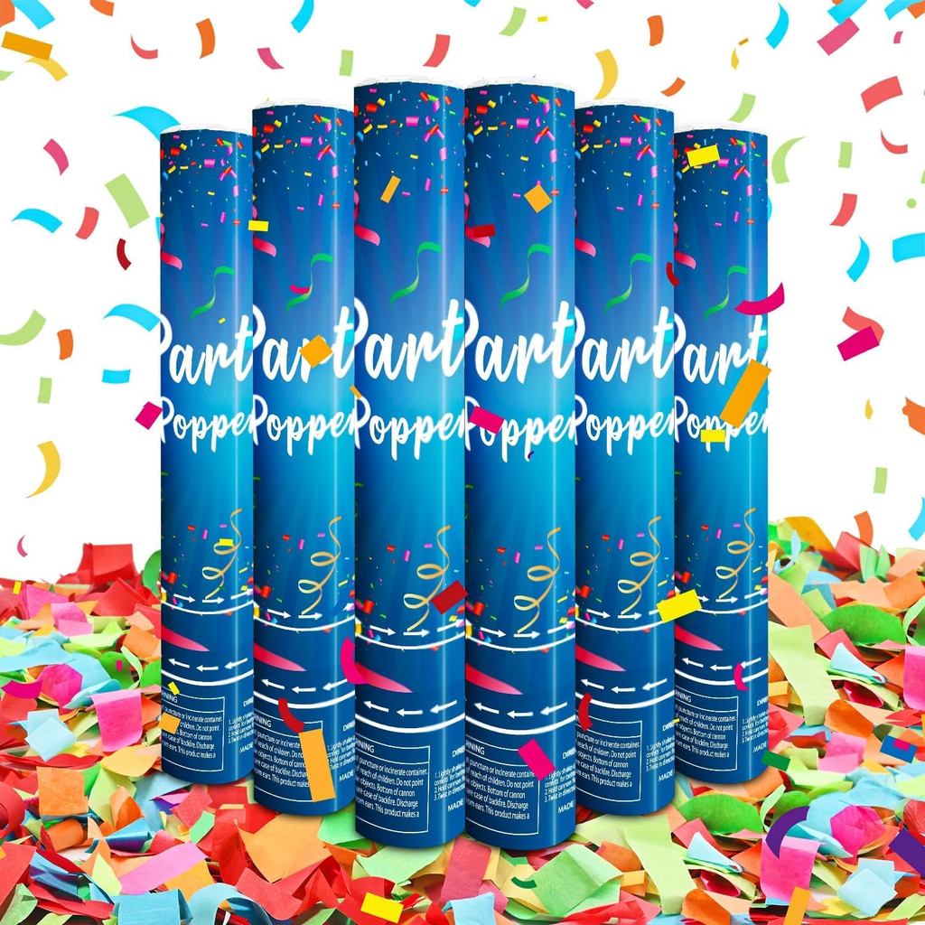 ย่อยสลายได้ Confetti Cannon 6 แพ็คหลากสี Confetti Poppers 12 นิ้ว Party Poppers Shooters กระดาษ Popp