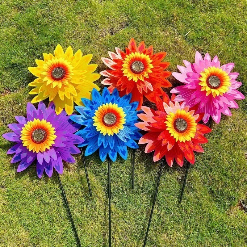 กังหันลม 7 สี ธงกังหันลมสีรุ้ง สำหรับประดับสวน DIY ของเล่นกลางแจ้ง ตกแต่งวันหยุด - รูปที่ 6
