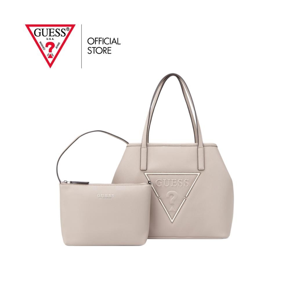 GUESS กระเป๋า รุ่น SF985624 PORTINI TRAP TOTE TOTE สีน้ำตาลอมเทา