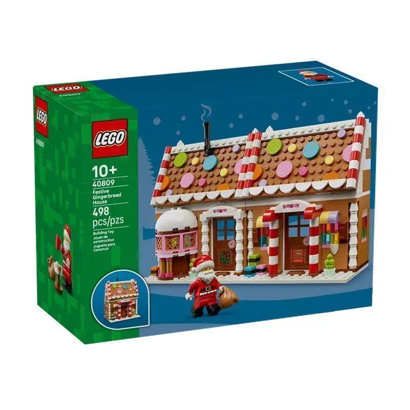 เลโก้ เลโก้คริสต์มาสเลโก้40809วันหยุดบ้านขนมปังขิงชายหญิงปริศนาจับคู่อาคารบล็อกตกแต่งคริสต์มาสของขวั