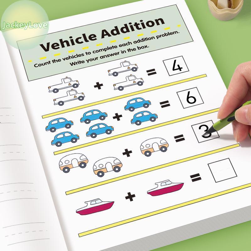 JackeyLovezz 1 ชุดสนุก 64 หน้าหนังสือคําถามเลขคณิตบวกและลบการออกกําลังกายภายใน 10 ภาพคอลัมน์ตําแหน่ง