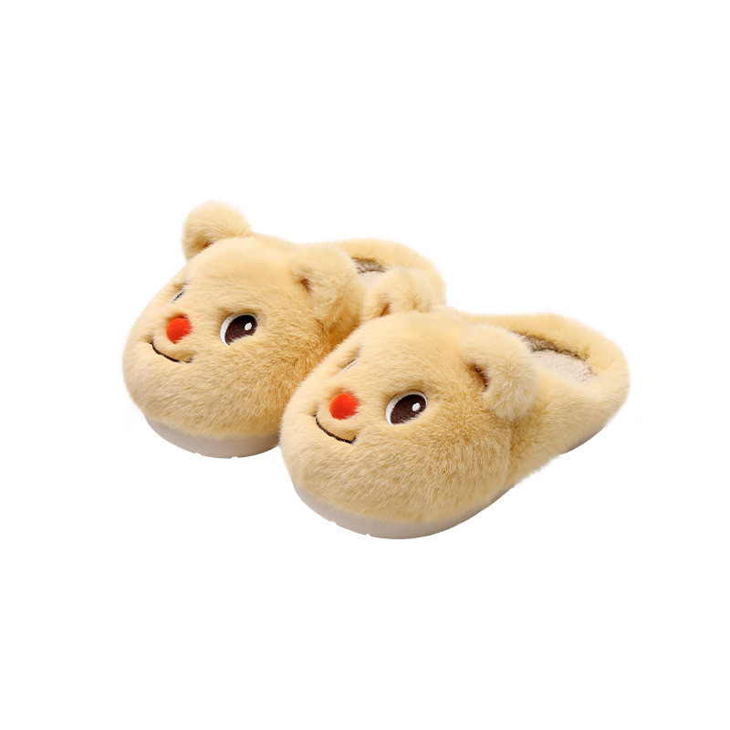 รองเท้าแตะ รองเท้า gentlewoman รองเท้าแตะแบบการ์ตูนหมีผ้าฝ้ายสำหรับผู้หญิง สไตล์ใหม่ๆ ใช้ได้ในฤดูหนาว สำหรับใช้ภายในบ้าน เพิ่มความสบายด้วยขนแกะหนา - รูปที่ 4