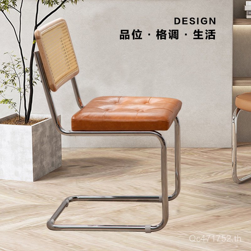 Retro Cafe Simple เก้าอี้รับประทานอาหารยุคกลาง Designer โรงแรมเก้าอี้คอมพิวเตอร์หวาย ins ในครัวเรือน