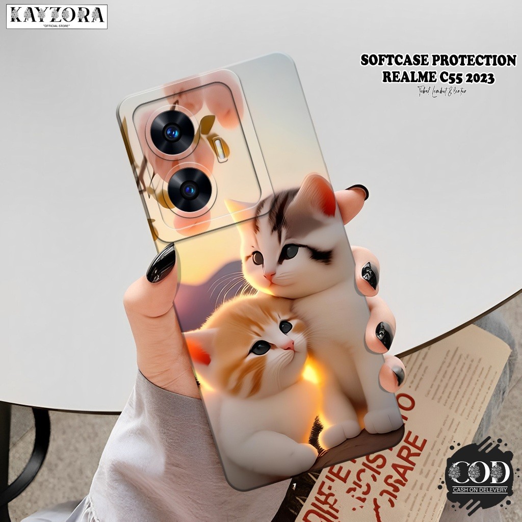 เคสโทรศัพท์ HP ล่าสุด Realme C55 - เคสแมวแฟชั่น - ซิลิโคนกล้อง Pro - Realme C55 Softcase - เคส Realm