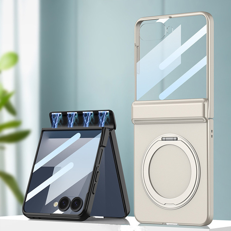 สําหรับเคสโทรศัพท์ Samsung Galaxy Flip 7 Flip 7 เคสฟิล์มเคสในตัววงเล็บหมุน Flip 7 เคสกันกระแทก