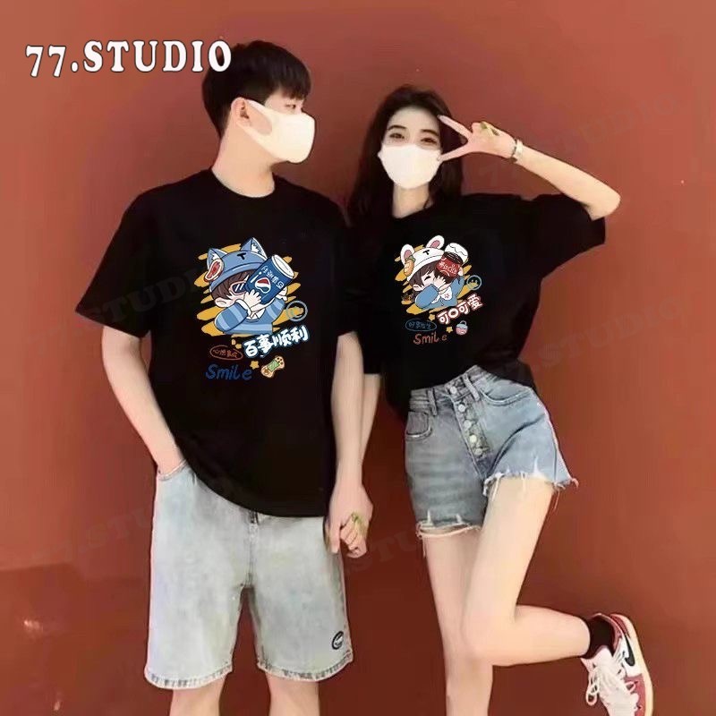 ❤️Happy Valentine’s Day❤️ เสื้อยืดคู่รัก ผ้าคอตตอน พิมพ์ลายความรัก แขนสั้น ใส่สบาย คุณภาพดี#oversize T-shirt # COD ราคา ถูกที่สุด ดีลบีเคเค แกลเลอรีภาพที่ 7