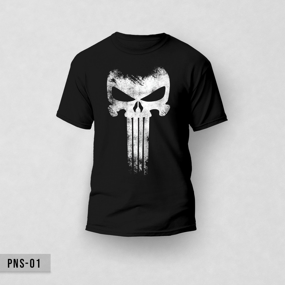 Punisher T-shirt สำหรับทั้งชายและหญิง ทำจากฝ้ายธรรมชาติ 100%, สไตล์ดูล้ำสมัย เหมาะสวมใส่ในงานต่างๆ แ
