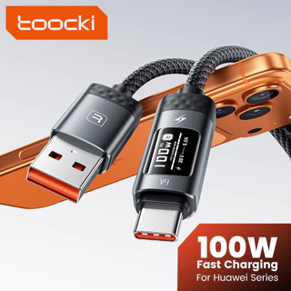 Toocki 240W CC OLED Digital Display Cable PD3.1 Super Fast Charging 100W USB-C Data Cable High Power Type C to Type C AC สายถักสําหรับPC แท็บเล็ตโทรศัพท์ Huawei series