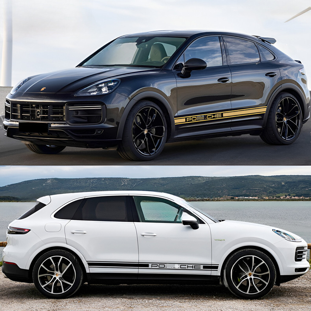 เหมาะสําหรับ Porsche Cayenne สติ๊กเกอร์ติดรถ Garland Cayenne GTS ดัดแปลงกระโปรงด้านข้างสติ๊กเกอร์ตกแ