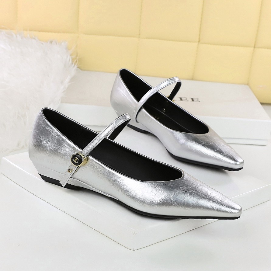BIGTREE Simple สบาย Wedge Shoes Low Heel Fashion Mary Jane Shoes 2CM