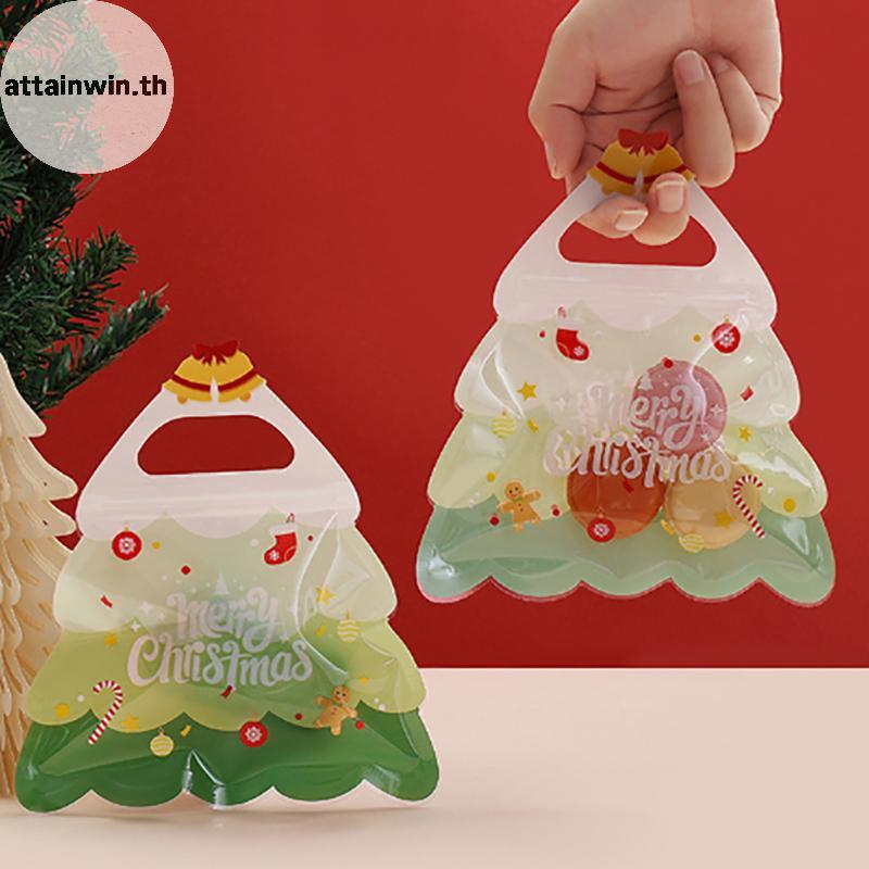 Attainwin กระเป๋าของขวัญคริสต์มาส Santa Elk Snowflake Tote กระเป๋าของขวัญเด็กกระเป๋าหนาไม่ทอกระเป๋ากันน้ําตกแต่งคริสต์มาส th