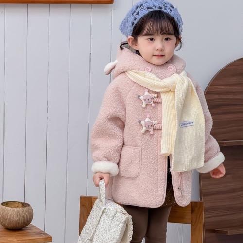 Baby Shark - A605: เสื้อโค้ทขนดาวพร้อมผ้าพันคอสําหรับเด็กผู้หญิง Qccc, เสื้อโค้ทที่อบอุ่นสําหรับเด็ก