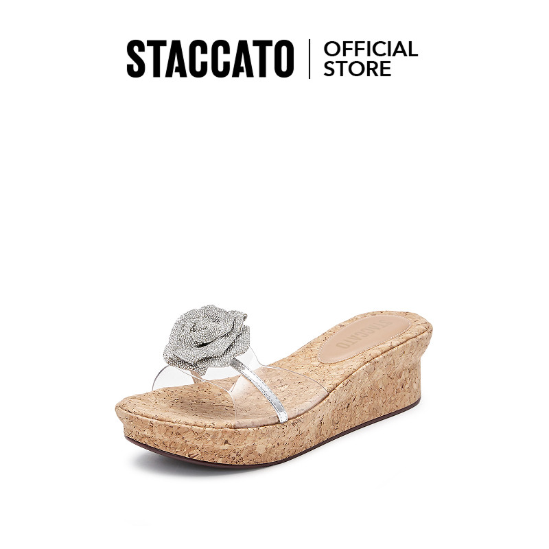 Staccato Women’s Wedges Platform Slip On Sandals รองเท้าแตะผู้หญิง รองเท้าส้นตึก พื้นนุ่ม EYB81