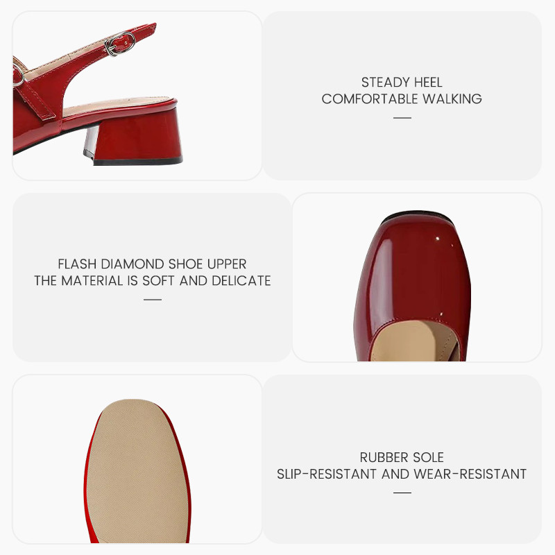 HOTANK จัดส่งจากประเทศไทย💕รองเท้าแมรี่เจน แฟชั่นย้อนยุค รองเท้าส้นหนา สีแดง size 35-40 - รูปที่ 2