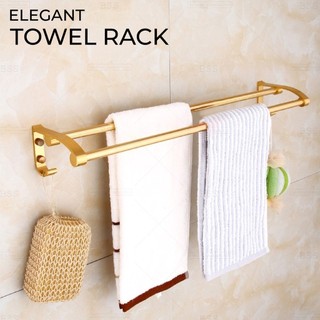 Rak Handuk Aluminium Hitam Doff Gold Elegant Gantung Kait Kamar Mandi Toilet