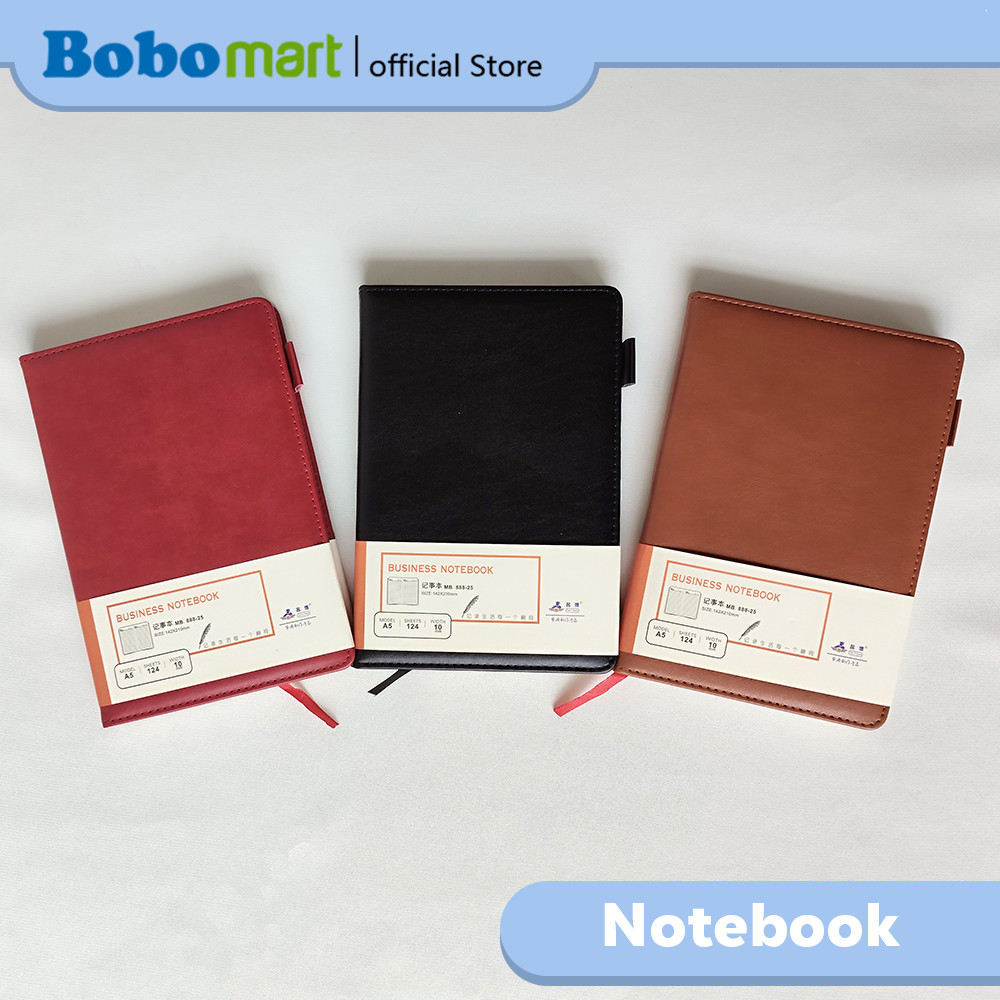 BOBOMART Notebook A5 Notebook Diary Agenda 120 Sheets Leather Cover MB888-25