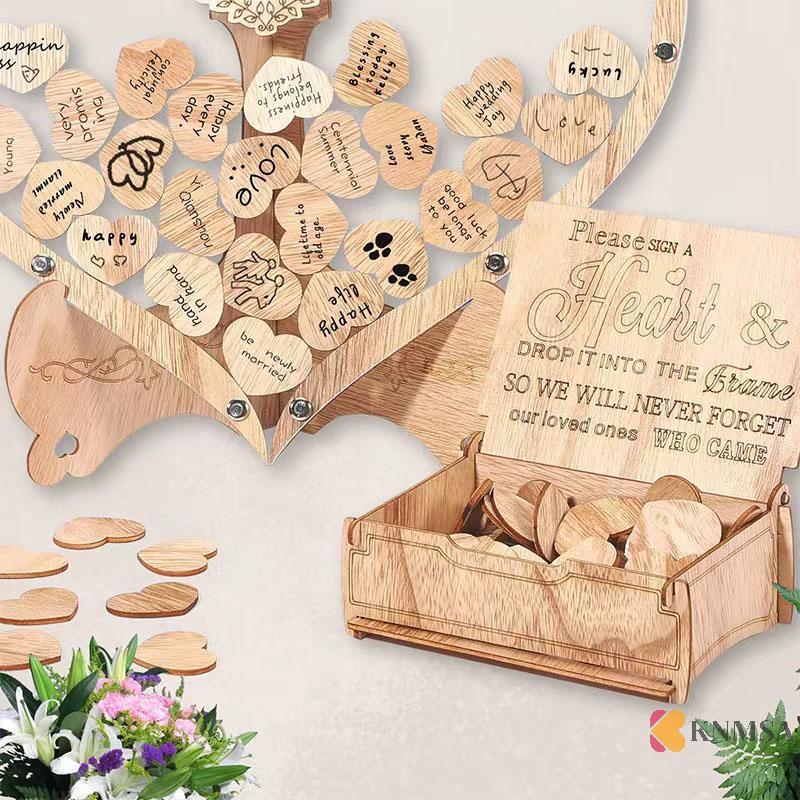 KNMSA] Heart Shaped Framenake Love Signature Guest Book Rustic Drop Box With Heart Tags Wedding Birthday Party Props Desktop Decor สนคค