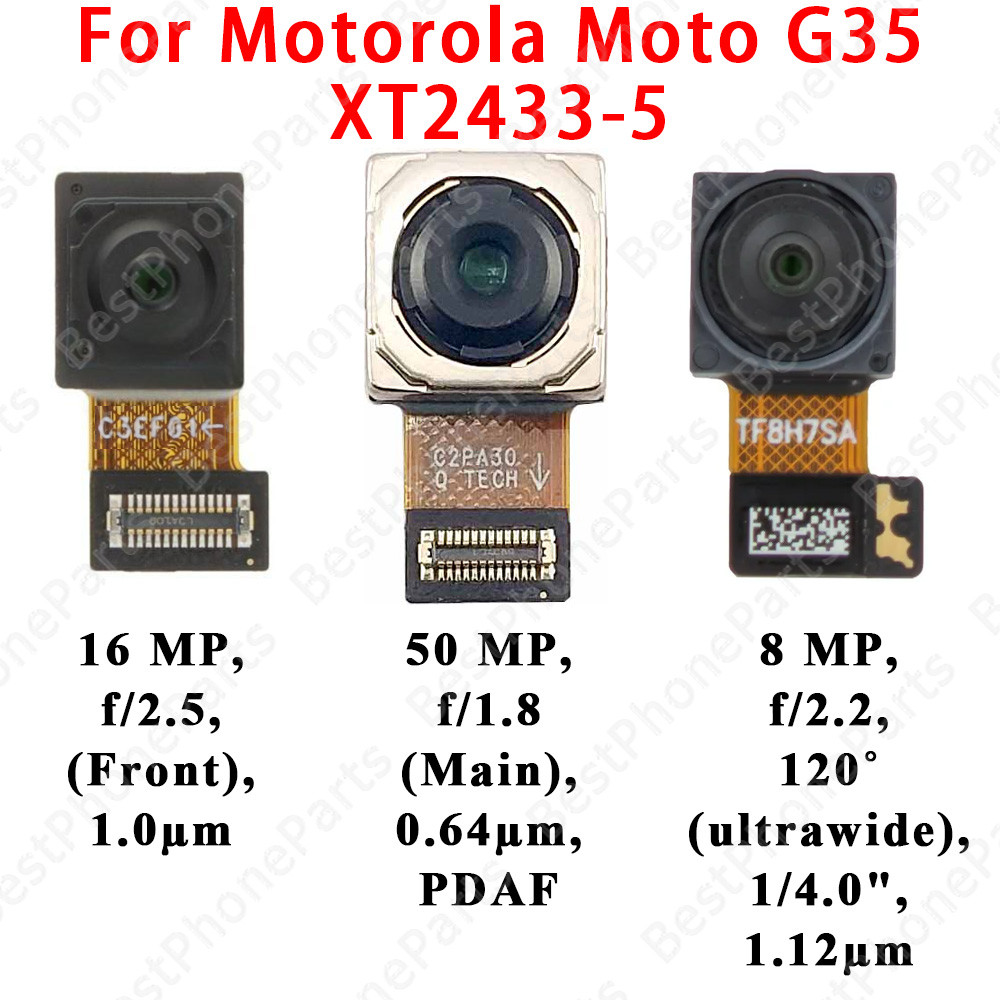 สําหรับ Motorola Moto G35 XT2433-5 ด้านหน้าด้านหลังโมดูลกล้อง Selfielens หลัก Ultrawide Flex Cable อ