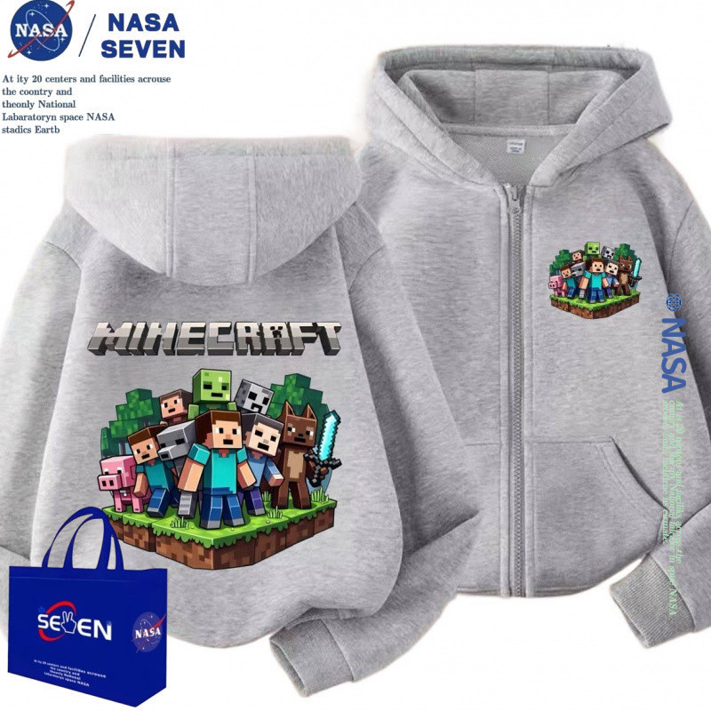 เสื้อสเวตเตอร์เด็กลาย Minecraft จากแบรนด์ร่วมกับ NASA สวมใส่ง่ายสำหรับฤดูใบไม้ผลิและฤดูใบไม้ร่วง