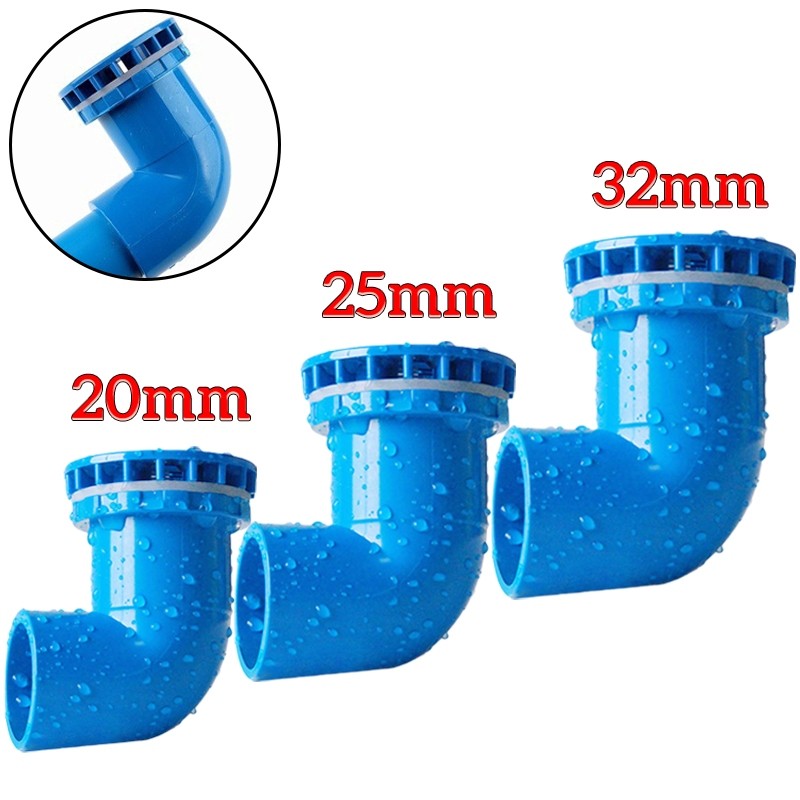 ข้องอ 90 องศา สีฟ้า สำหรับท่อระบายน้ำแรงดันสูงตู้ปลา ขนาด 20/25/32mm แข็งแรงทนทาน